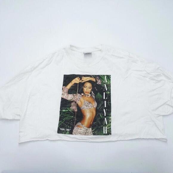 Cross Colours Baby Girl Aaliyah Crop Shirt Women's 3X White Graphic Short Sleeve - Picture 1 of 7